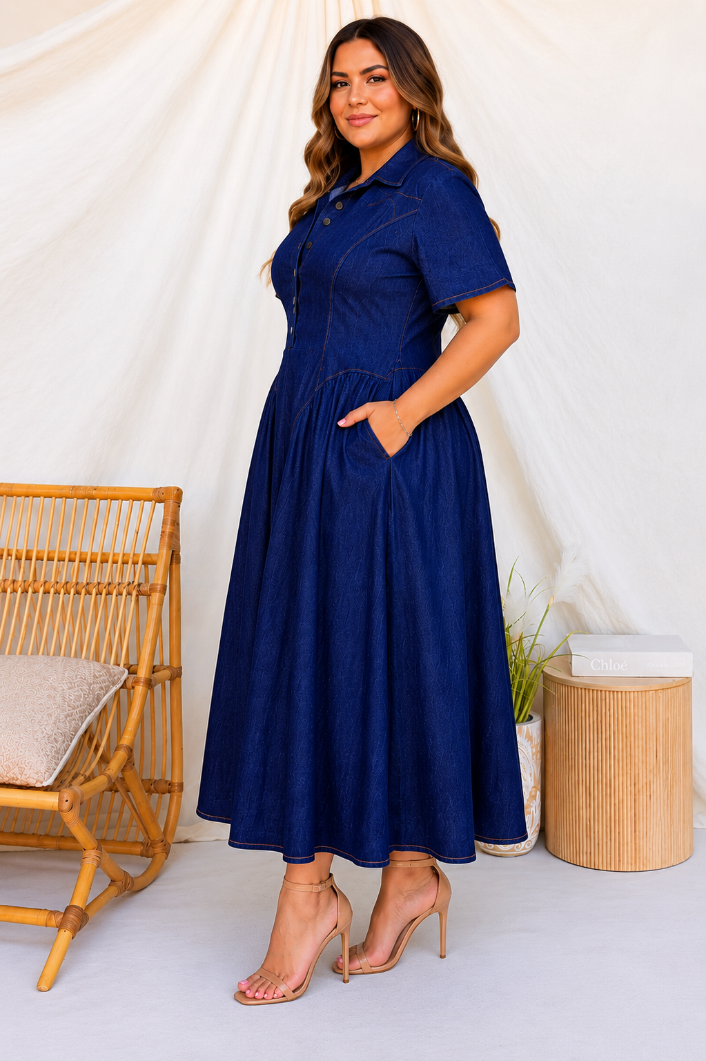 Elara midi denimklänning